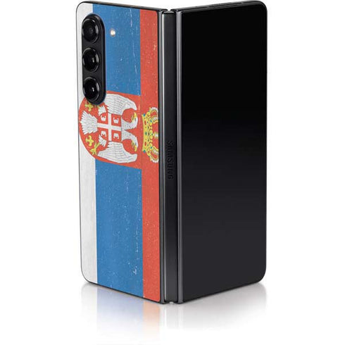 Serbia Flag Distressed Galaxy Z Fold5 5G Skin